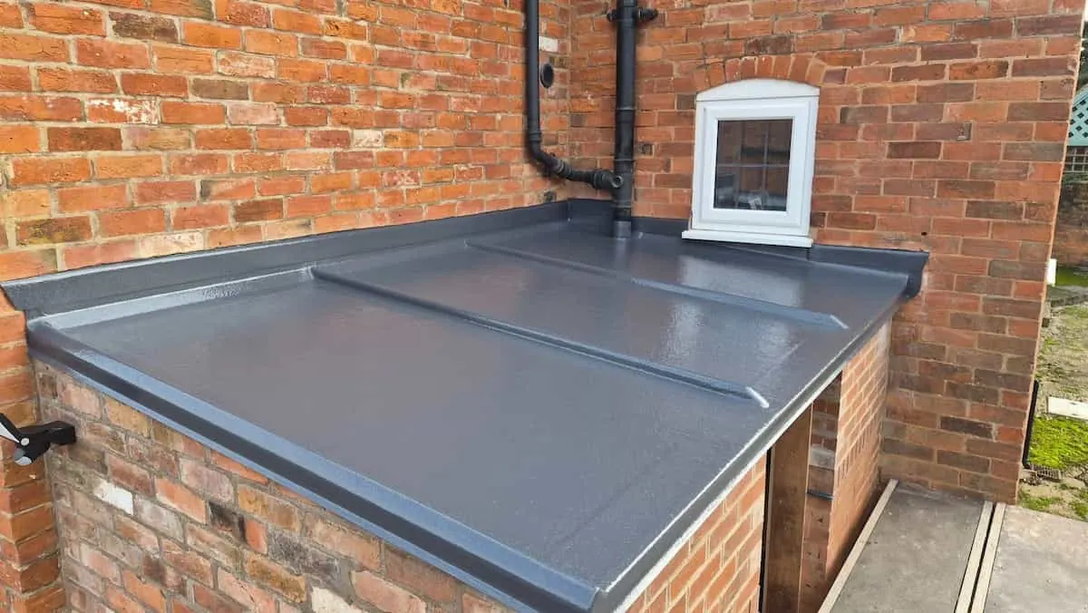 Fibreglass flat roof on a single storey extension
