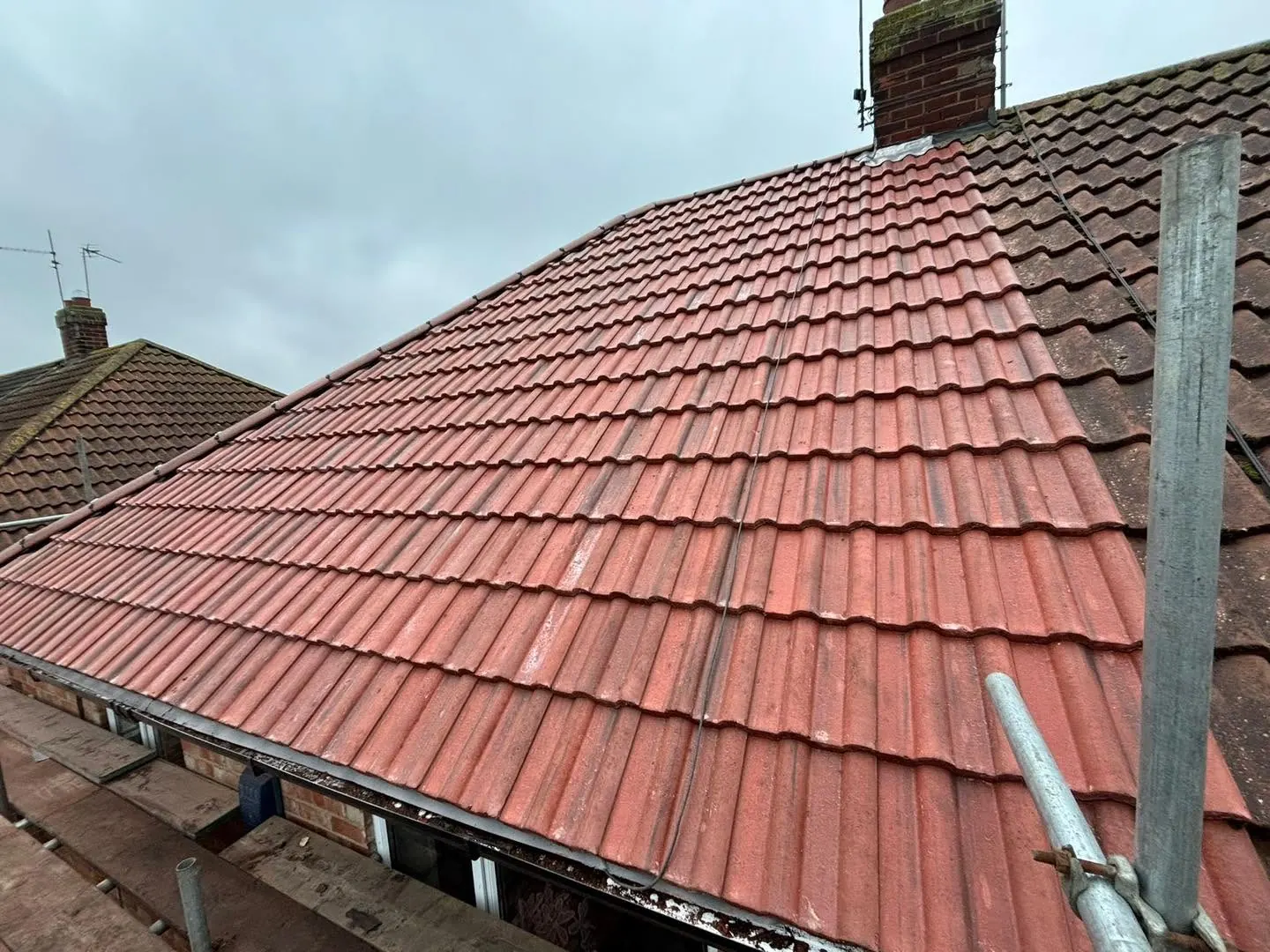 New red tiled roof slope