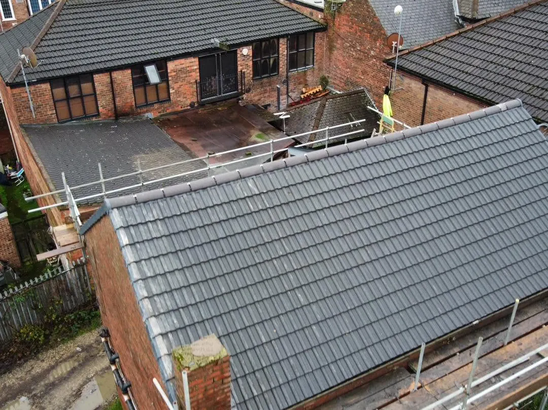 Bungalow roof retiled in grey