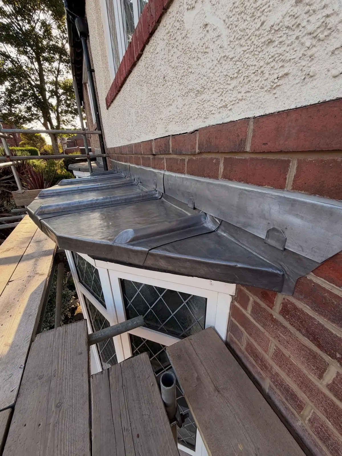 Lead covered bay window roof