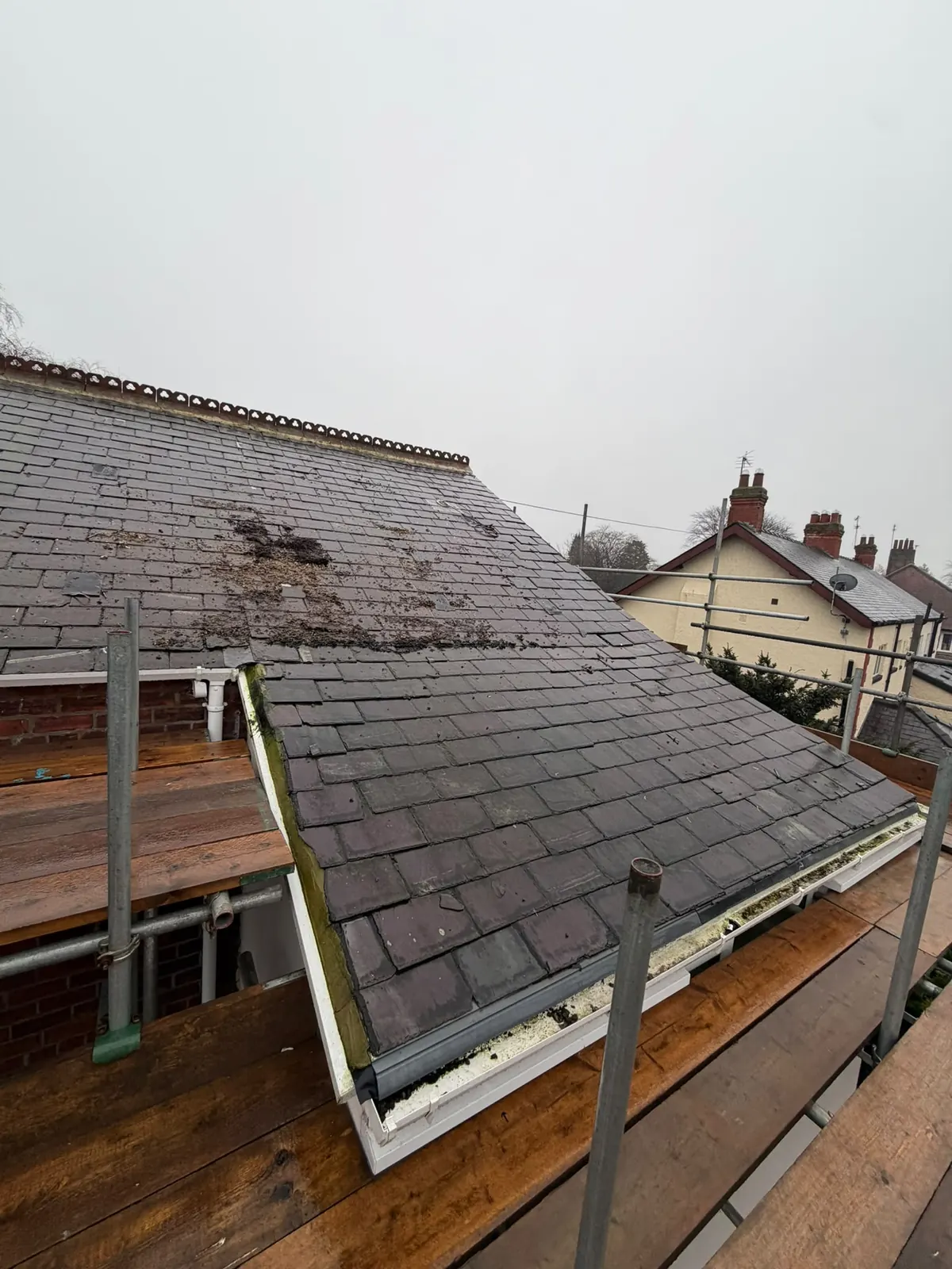 Slate roof above a dormer
