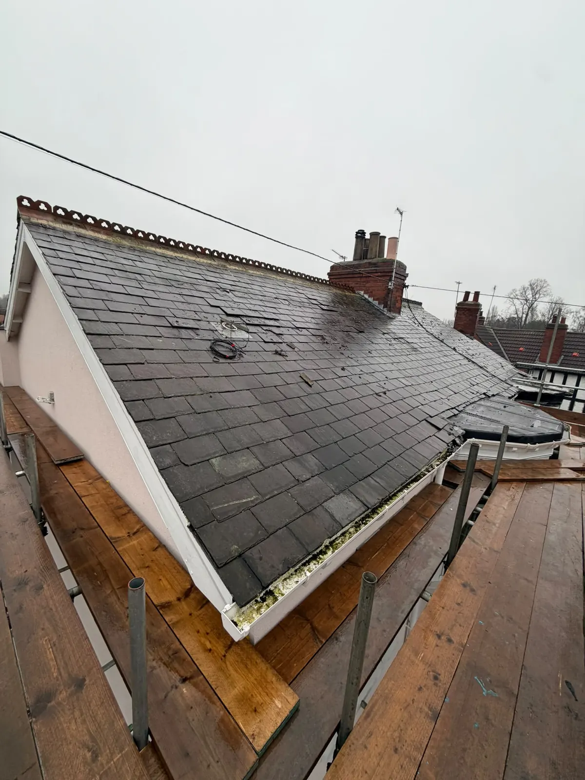 Slate roof over a gable end