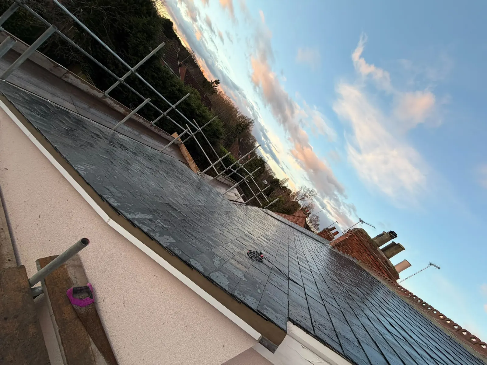 Freshly laid slate roof