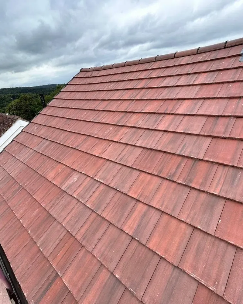 New red tiled roof slope